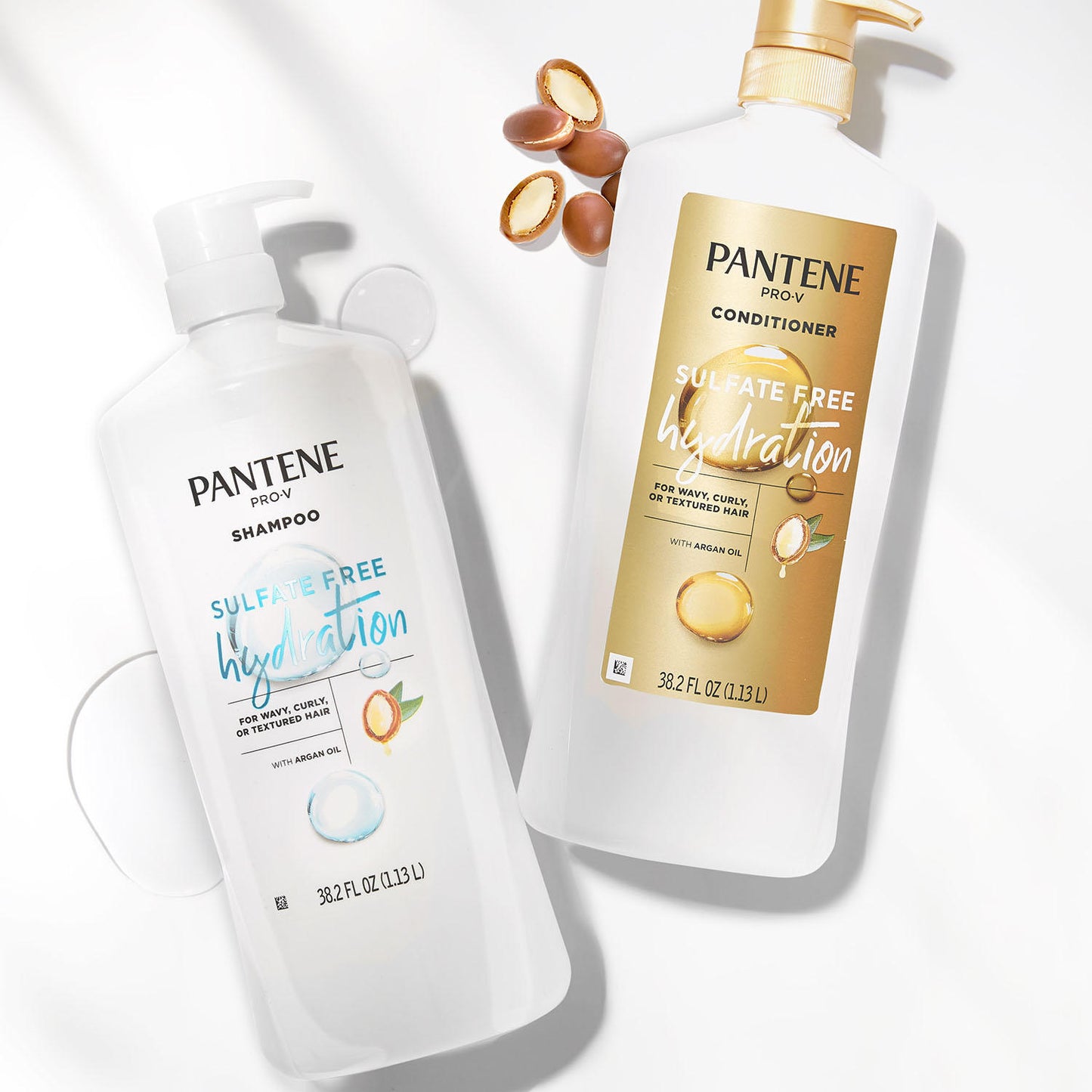 Pantene Pro-V Sulfate Free, Paraben Free, Mineral Oil Free & Dye Free Hydrating Shampoo with Argan Oil for Curly, Wavy or Textured Hair (38.2 fl. oz.)